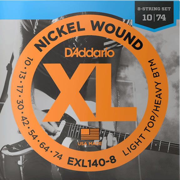 D'Addario EXL140-8 8-String, Light Top/Heavy Bottom (10-52)