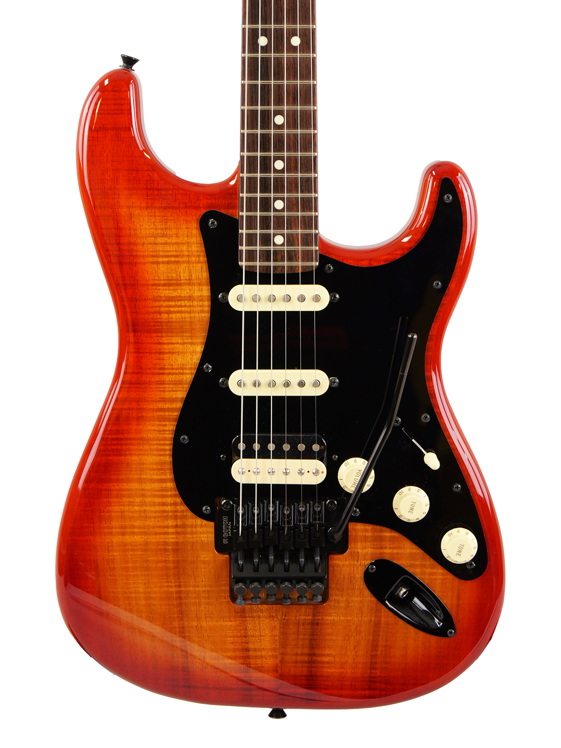 Fender FSR MIJ Hybrid II Stratocaster HSS Koa Top Black Hardware 【USED】