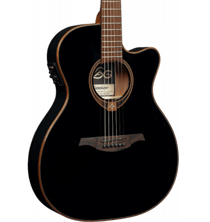 LAG Guitars Tramontane T118ASCE Auditorium slim Cutaway Acoustic-Electric (Black)